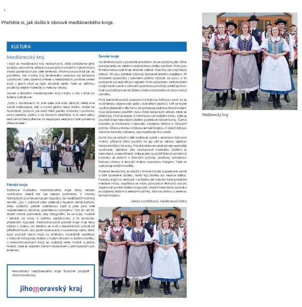 4) obnova Medláneckého kroje ze stránek městské části